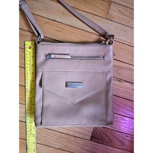 Jones New York Women's Tan Pebbled Faux Leather Crossbody Bag Adjustable Strap